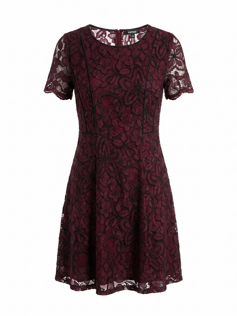 Kensie Women’s Burgundy and Black Lace Sheath Mini Dress